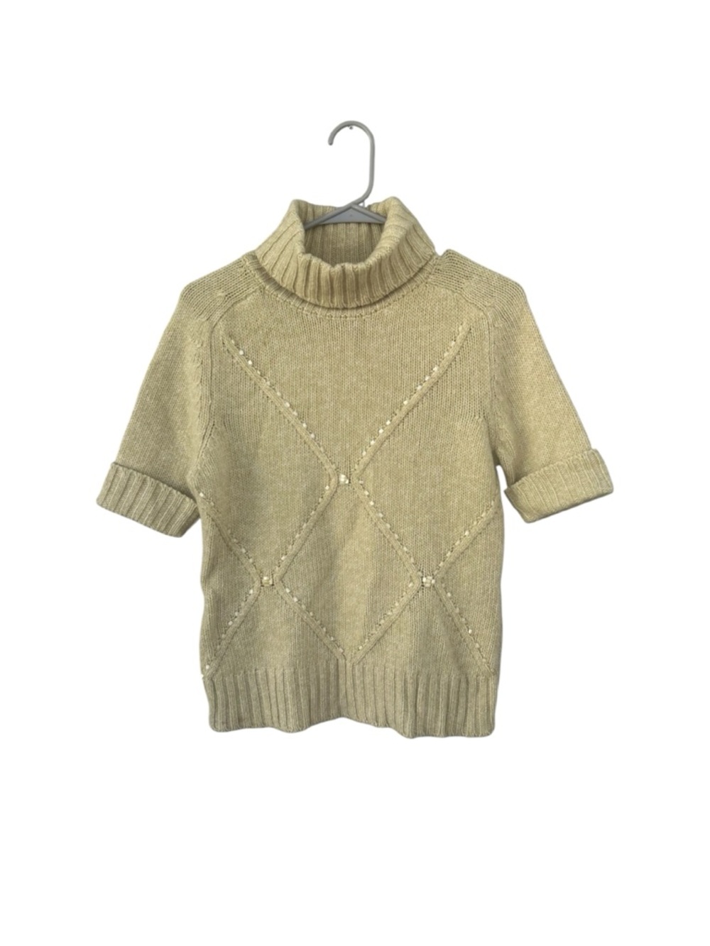 Escada Cashmere Wool Blend Short Sleeve Turtleneck Sweater - Size 36 - Green - Picture 10 of 13